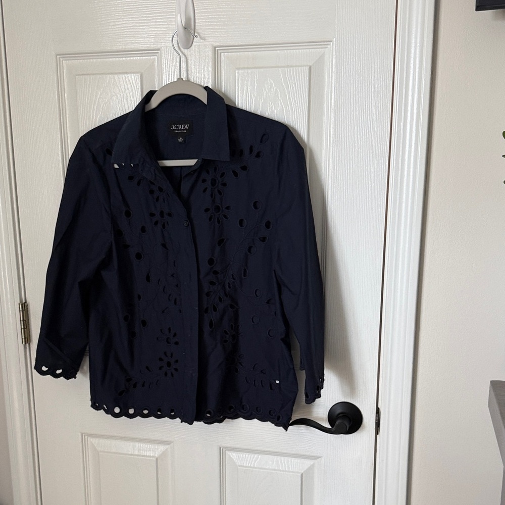 J. Crew Midnight Blue Eyelet Shirt